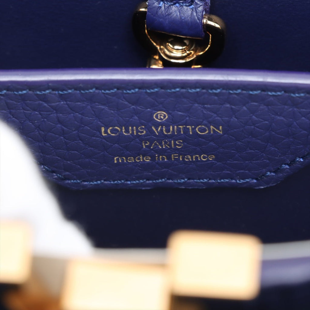 Second hand Louis Vuitton Capucines BB Taurillon Leather Handbag Blue - Tabita Bags