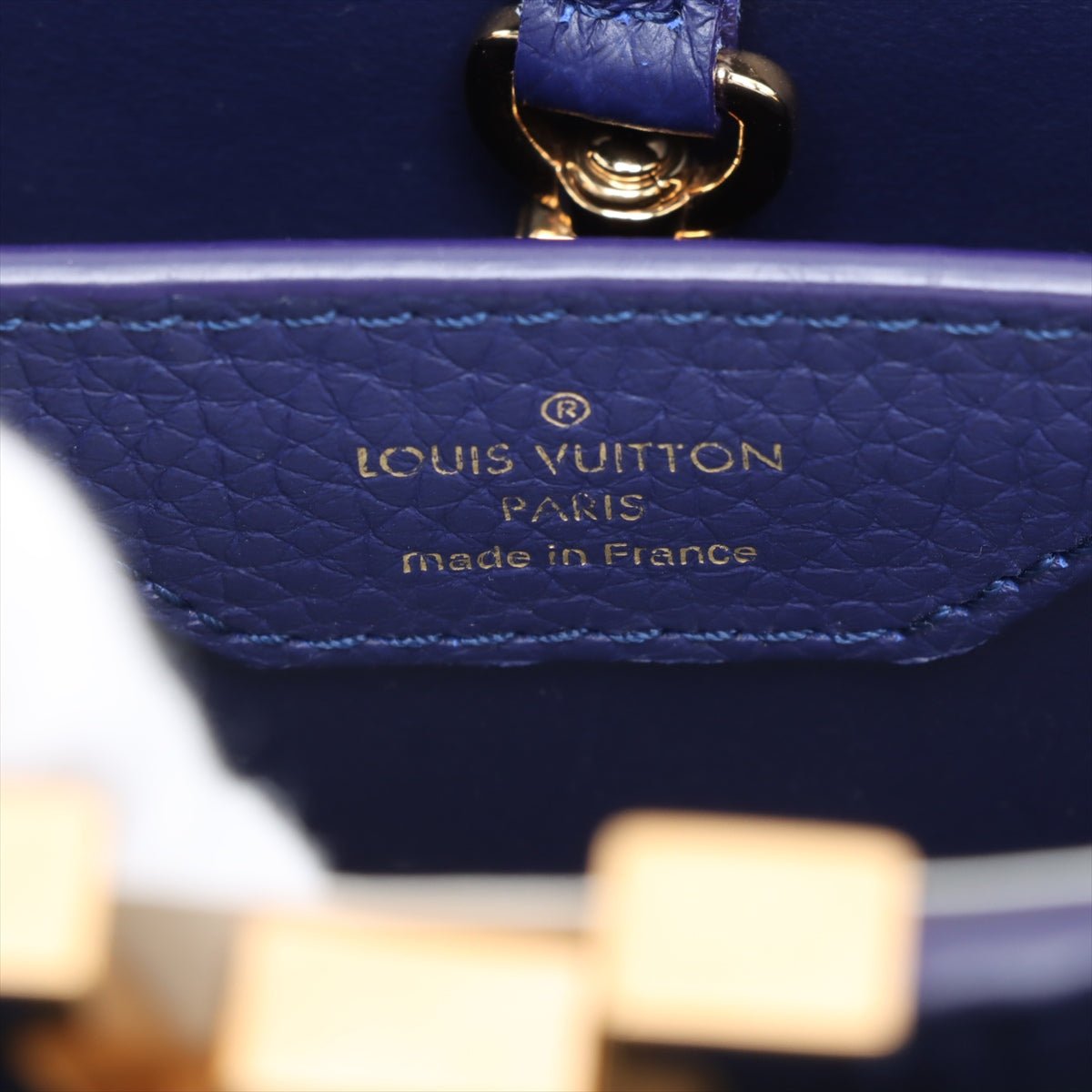 Second hand Louis Vuitton Capucines BB Taurillon Leather Handbag Blue - Tabita Bags