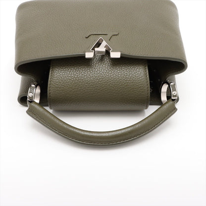 Second hand Louis Vuitton Capucines BB Taurillon Leather Handbag Green - Tabita Bags