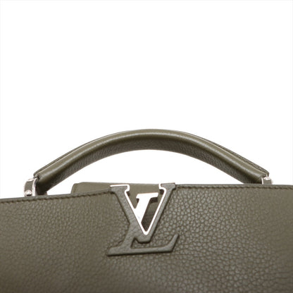 Second hand Louis Vuitton Capucines BB Taurillon Leather Handbag Green - Tabita Bags