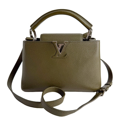 Second hand Louis Vuitton Capucines BB Taurillon Leather Handbag Green - Tabita Bags