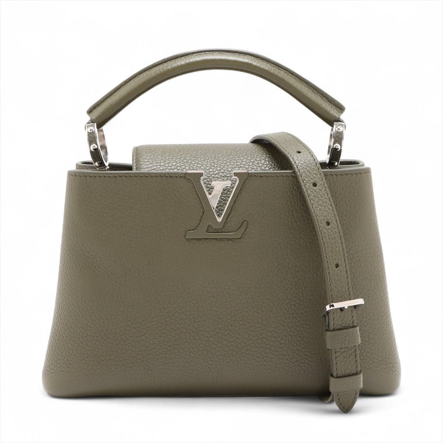 Second hand Louis Vuitton Capucines BB Taurillon Leather Handbag Green - Tabita Bags