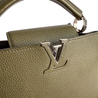 Second hand Louis Vuitton Capucines BB Taurillon Leather Handbag Green - Tabita Bags