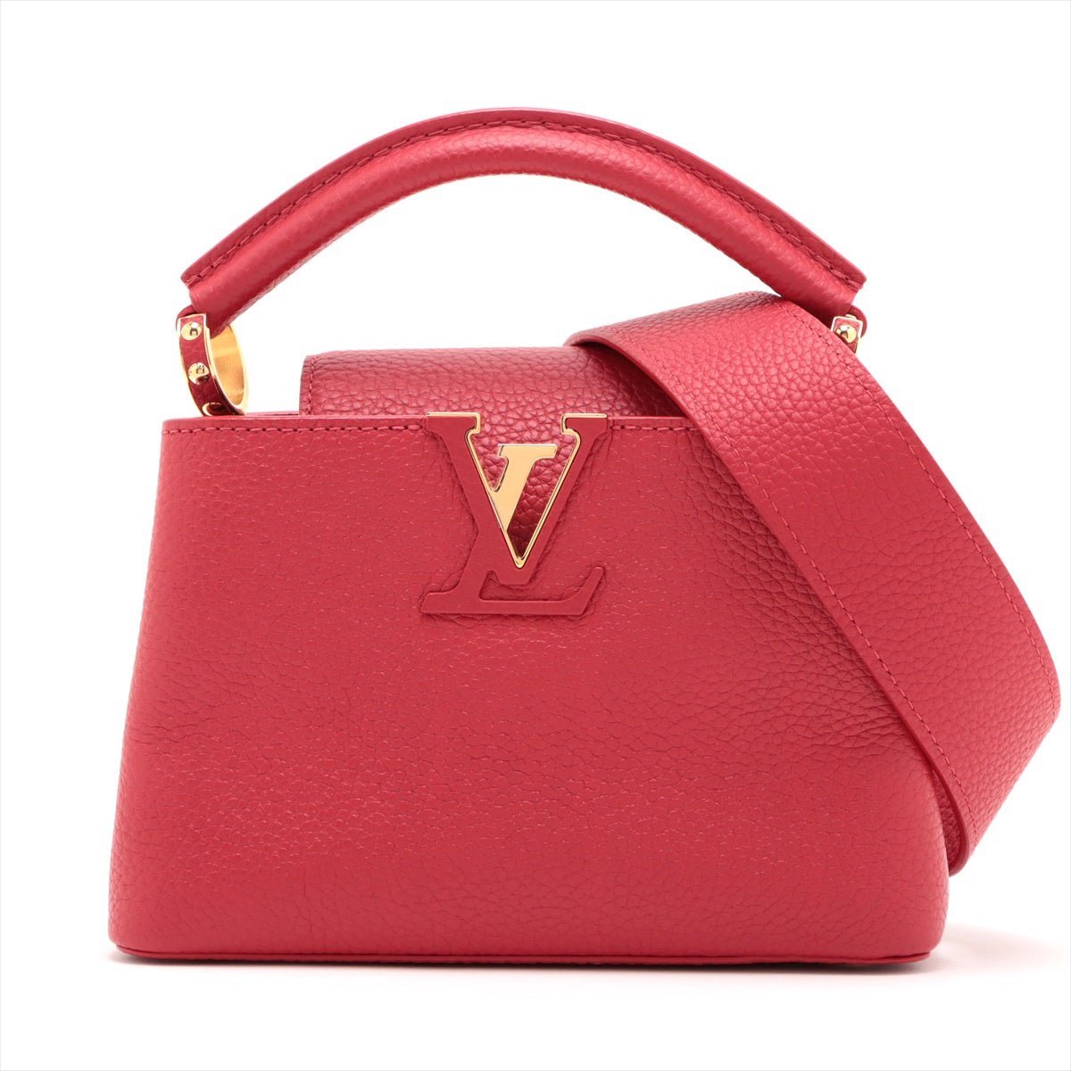 Second hand Louis Vuitton Capucines Mini Taurillon Leather 2 - Ways Handbag Red - Tabita Bags