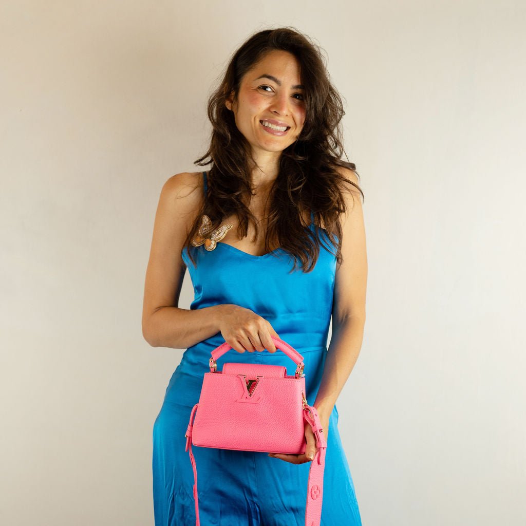 Second hand Louis Vuitton Capucines Mini Taurillon Leather Handbag Pink - Tabita Bags