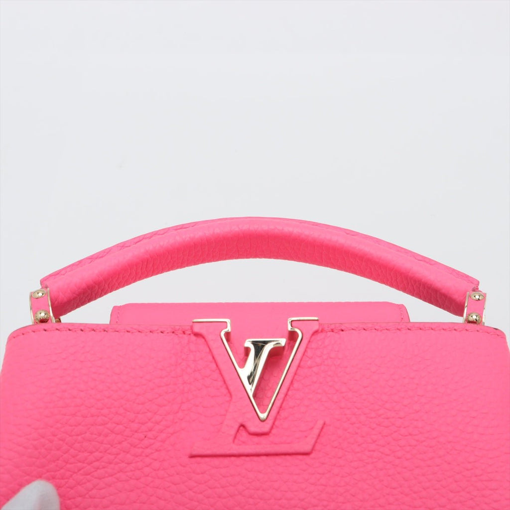 Second hand Louis Vuitton Capucines Mini Taurillon Leather Handbag Pink - Tabita Bags