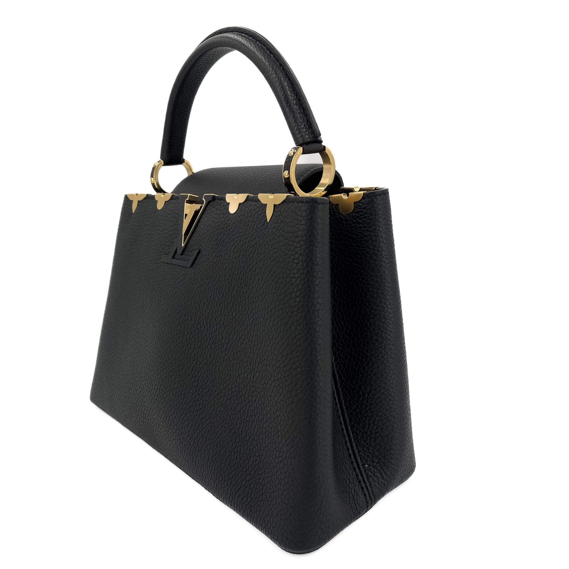 Second hand Louis Vuitton Capucines MM Crown Taurillon Leather 2 - Ways Bag Black - Tabita Bags