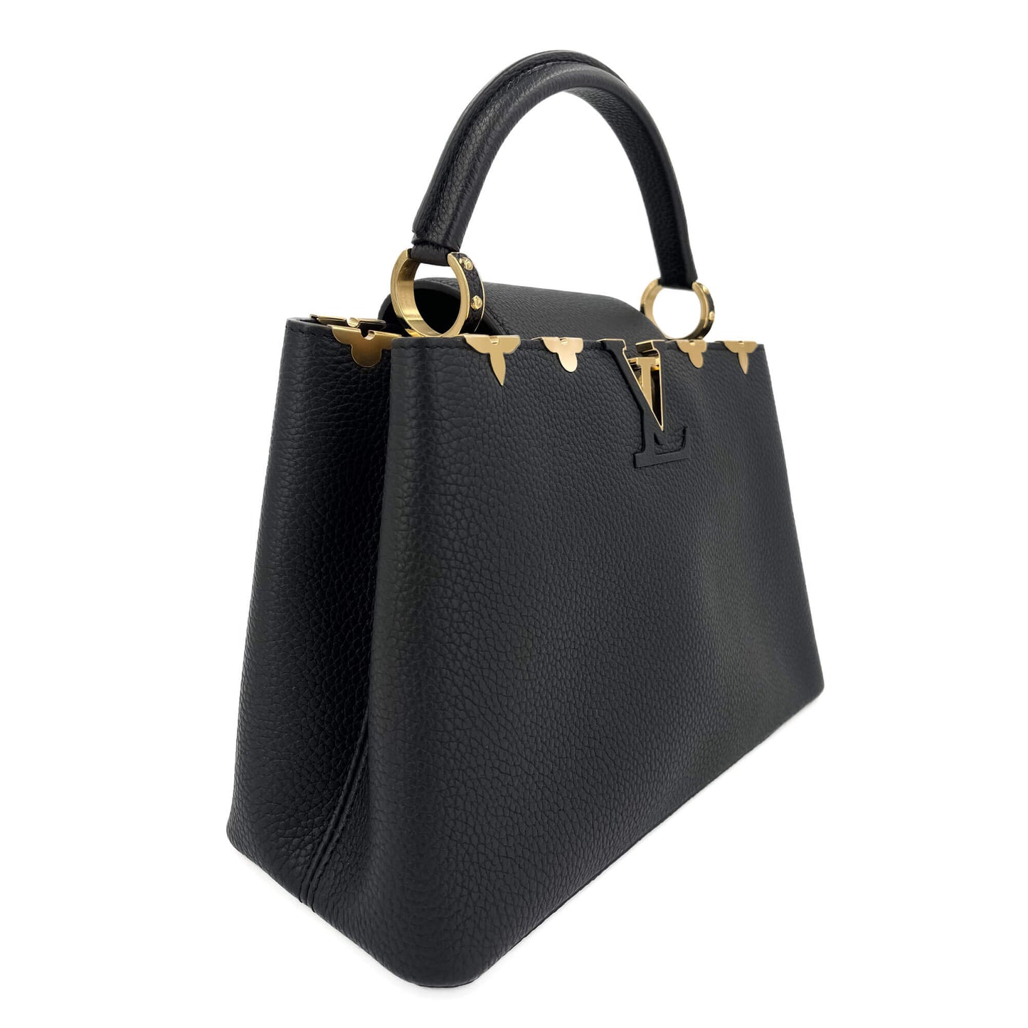 Second hand Louis Vuitton Capucines MM Crown Taurillon Leather 2 - Ways Bag Black - Tabita Bags