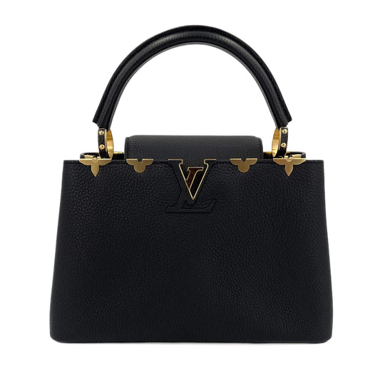 Second hand Louis Vuitton Capucines MM Crown Taurillon Leather 2 - Ways Bag Black - Tabita Bags