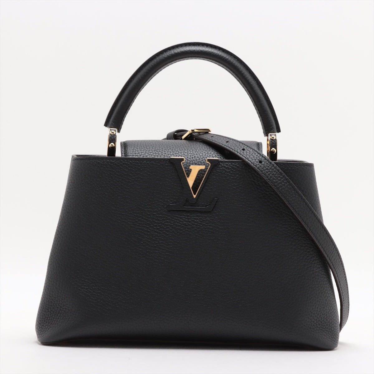 Second hand Louis Vuitton Capucines PM Taurillon Leather 2 - Ways Handbag Black - Tabita Bags