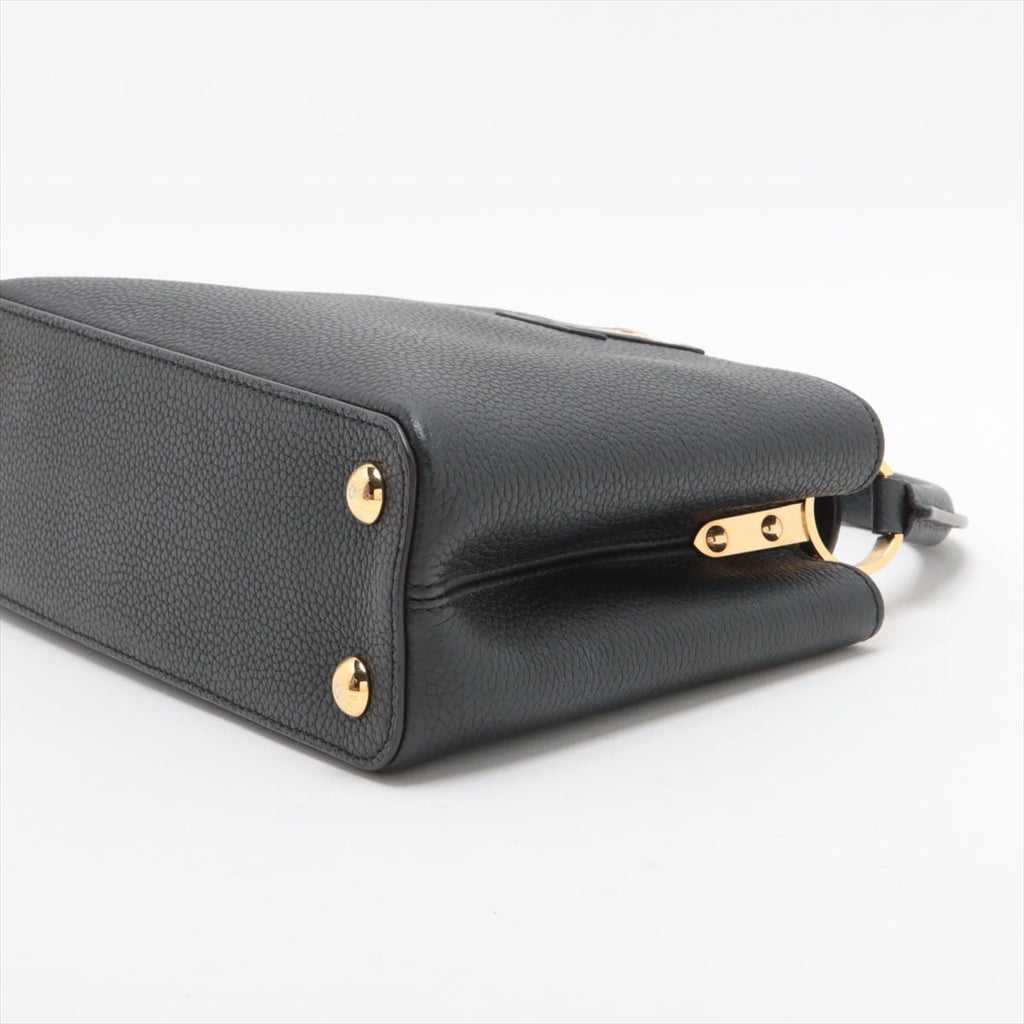 Second hand Louis Vuitton Capucines PM Taurillon Leather 2 - Ways Handbag Black - Tabita Bags