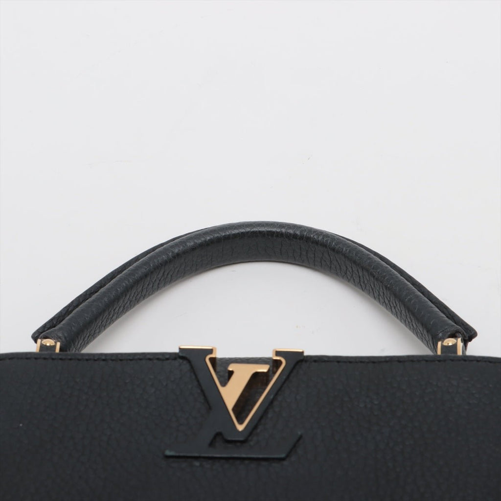 Second hand Louis Vuitton Capucines PM Taurillon Leather 2 - Ways Handbag Black - Tabita Bags