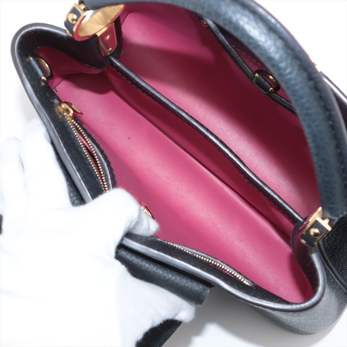 Second hand Louis Vuitton Capucines PM Taurillon Leather 2 - Ways Handbag Black - Tabita Bags