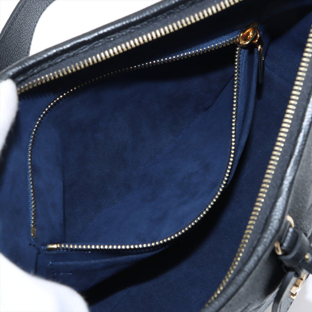 Second hand Louis Vuitton CarryAll Calfskin Grained Leather Monogram Giant Hobo Shoulder Bag Black - Tabita Bags
