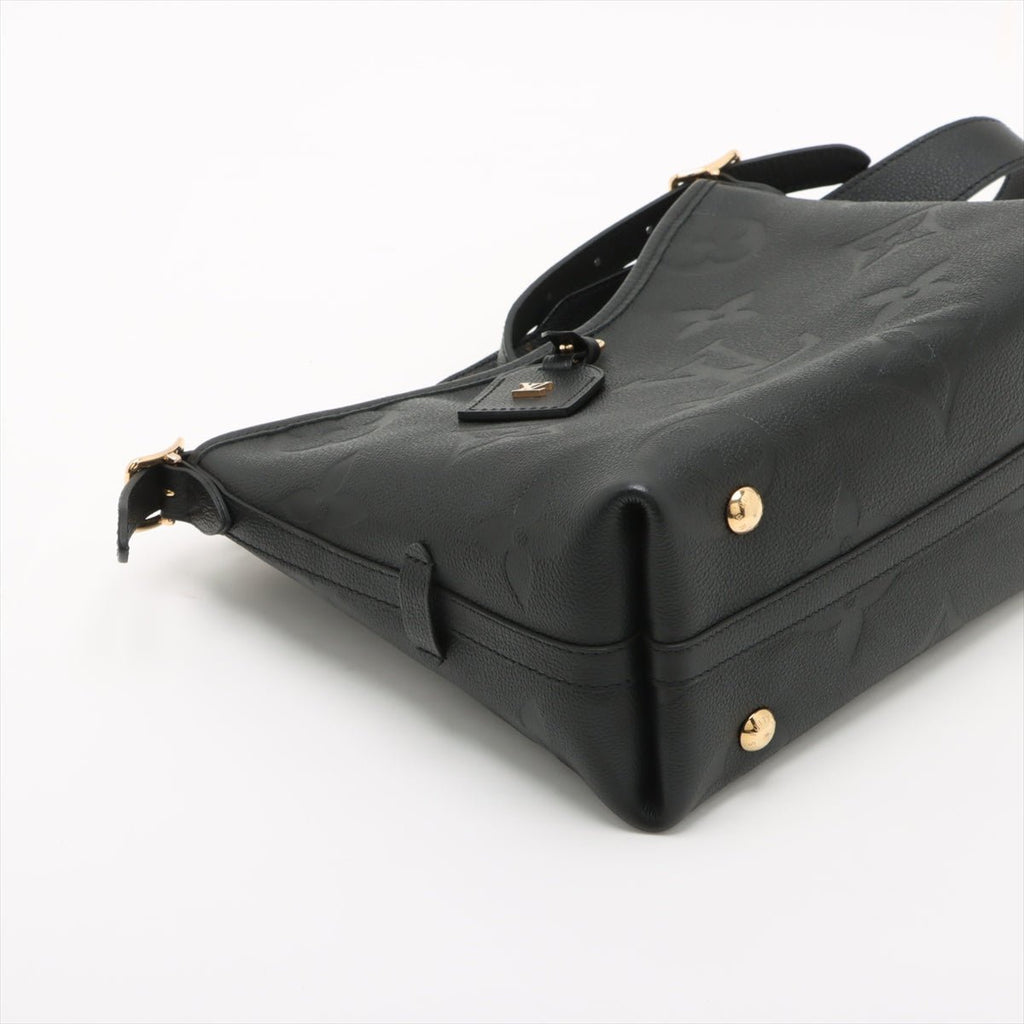 Second hand Louis Vuitton CarryAll Calfskin Grained Leather Monogram Giant Hobo Shoulder Bag Black - Tabita Bags