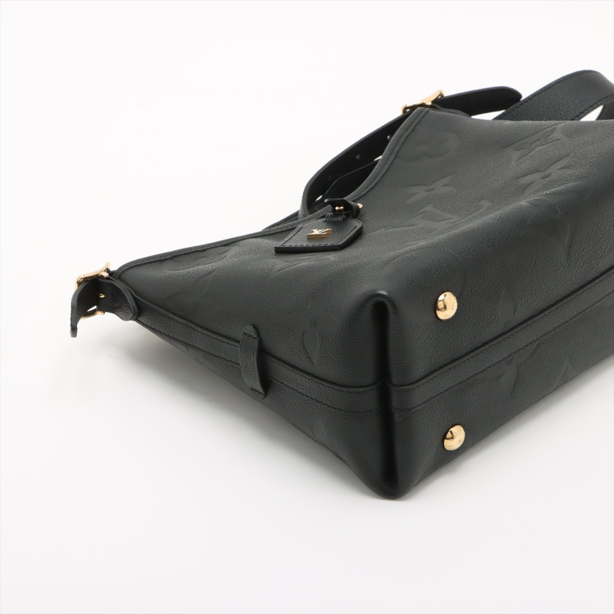 Second hand Louis Vuitton CarryAll Calfskin Grained Leather Monogram Giant Hobo Shoulder Bag Black - Tabita Bags