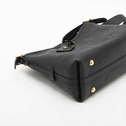 Second hand Louis Vuitton CarryAll Calfskin Grained Leather Monogram Giant Hobo Shoulder Bag Black - Tabita Bags