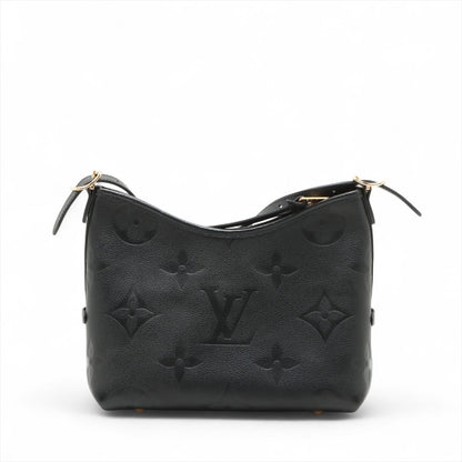Second hand Louis Vuitton CarryAll Calfskin Grained Leather Monogram Giant Hobo Shoulder Bag Black - Tabita Bags