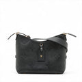 Second hand Louis Vuitton CarryAll Calfskin Grained Leather Monogram Giant Hobo Shoulder Bag Black - Tabita Bags