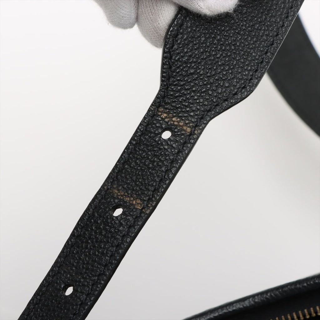 Second hand Louis Vuitton CarryAll Calfskin Grained Leather Monogram Giant Hobo Shoulder Bag Black - Tabita Bags