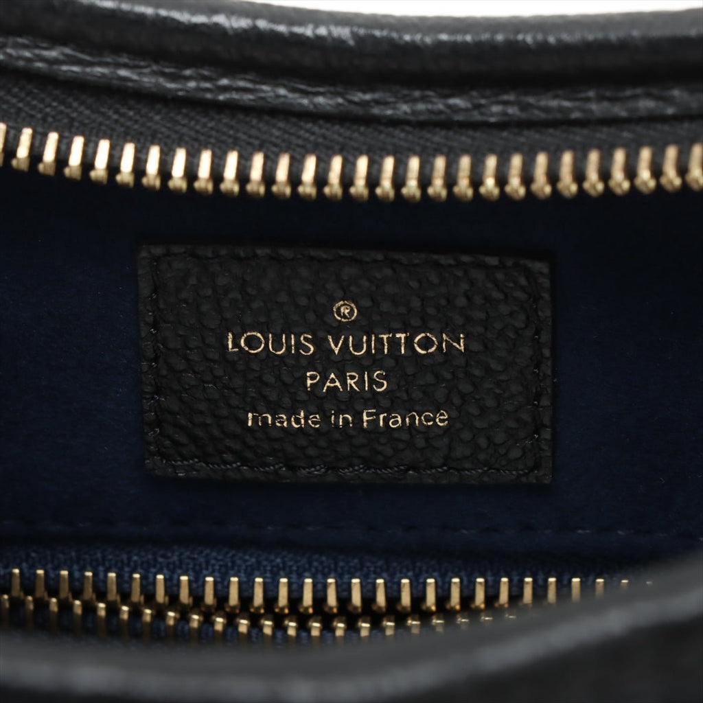 Second hand Louis Vuitton CarryAll Calfskin Grained Leather Monogram Giant Hobo Shoulder Bag Black - Tabita Bags