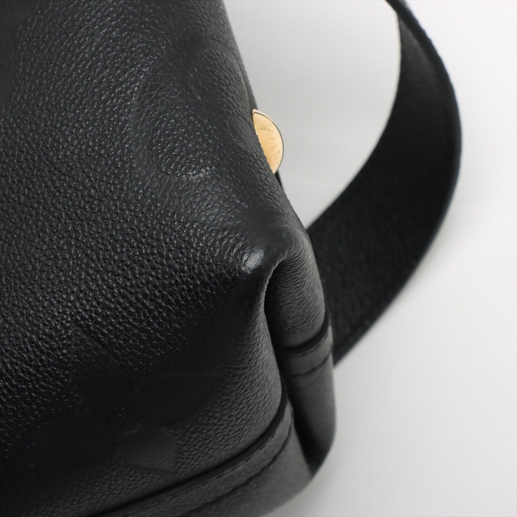 Second hand Louis Vuitton CarryAll Calfskin Grained Leather Monogram Giant Hobo Shoulder Bag Black - Tabita Bags