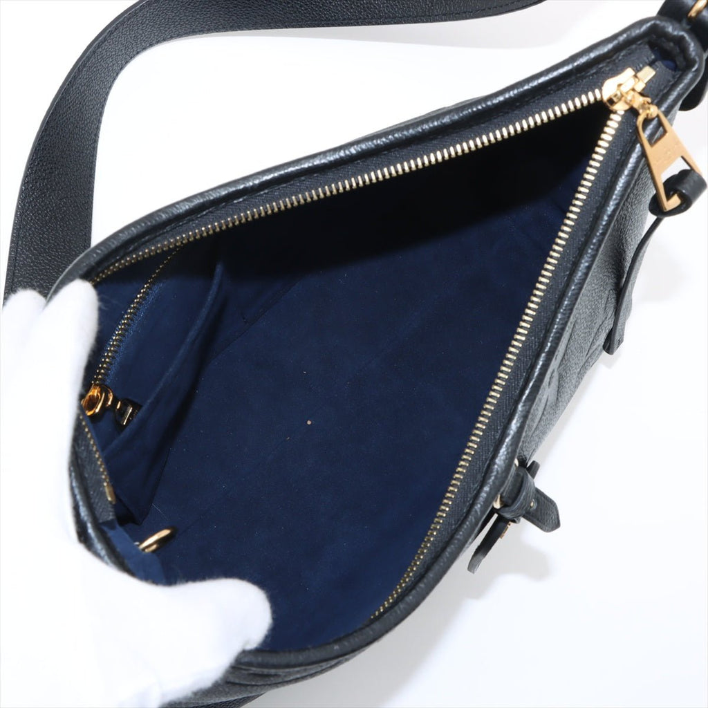 Second hand Louis Vuitton CarryAll Calfskin Grained Leather Monogram Giant Hobo Shoulder Bag Black - Tabita Bags