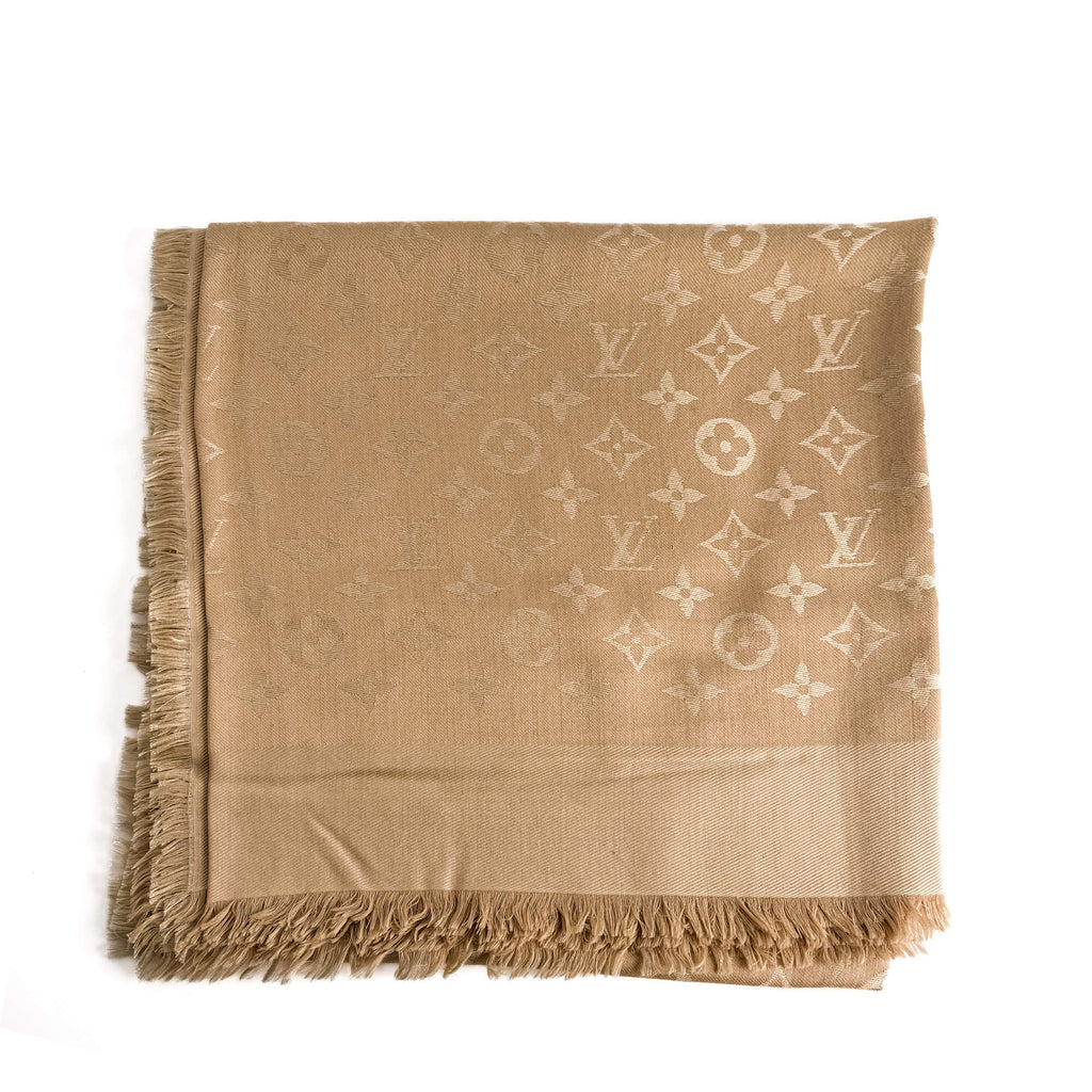 Second hand Louis Vuitton Classic Wool & Silk Foulard Beige - Tabita Bags