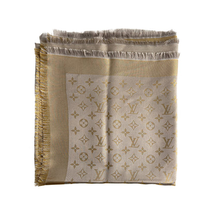 Second hand Louis Vuitton Classic Wool Viscose Silk Foulard Gold - Tabita Bags