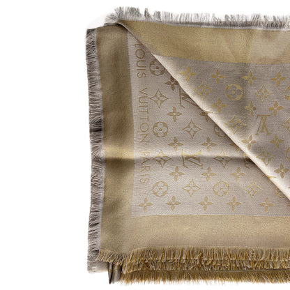 Second hand Louis Vuitton Classic Wool Viscose Silk Foulard Gold - Tabita Bags