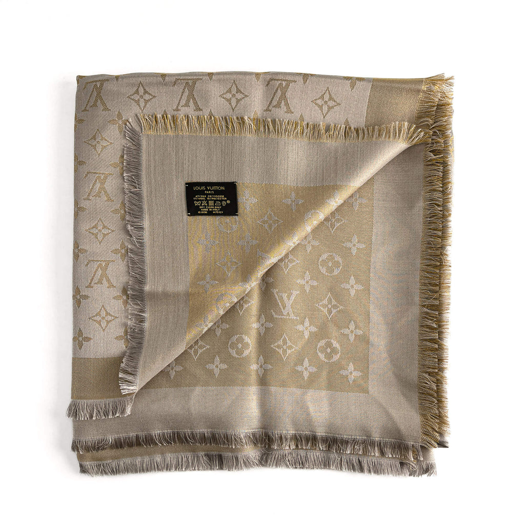 Second hand Louis Vuitton Classic Wool Viscose Silk Foulard Gold - Tabita Bags