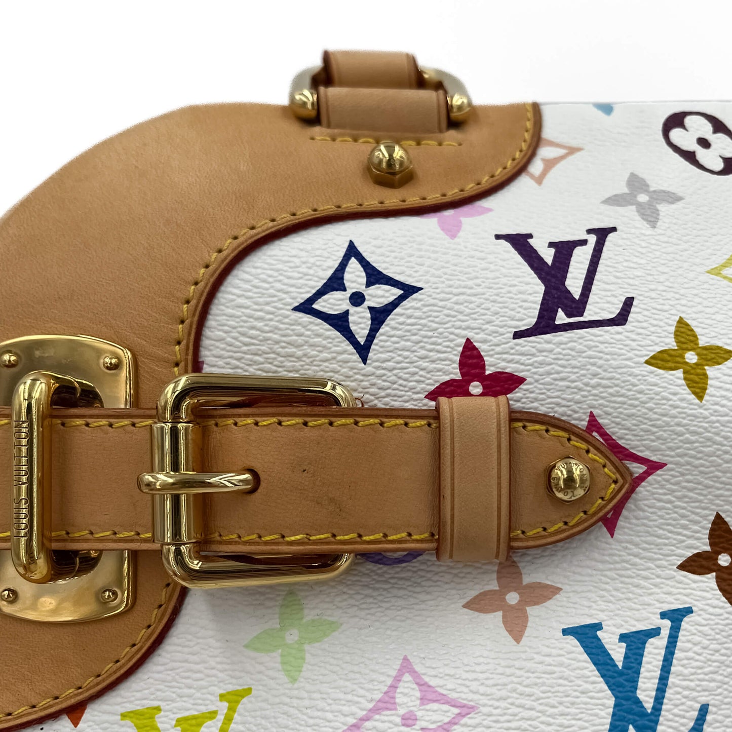 Second hand Louis Vuitton Claudia Murakami Multicolor Canvas Trunk Bag White - Tabita Bags