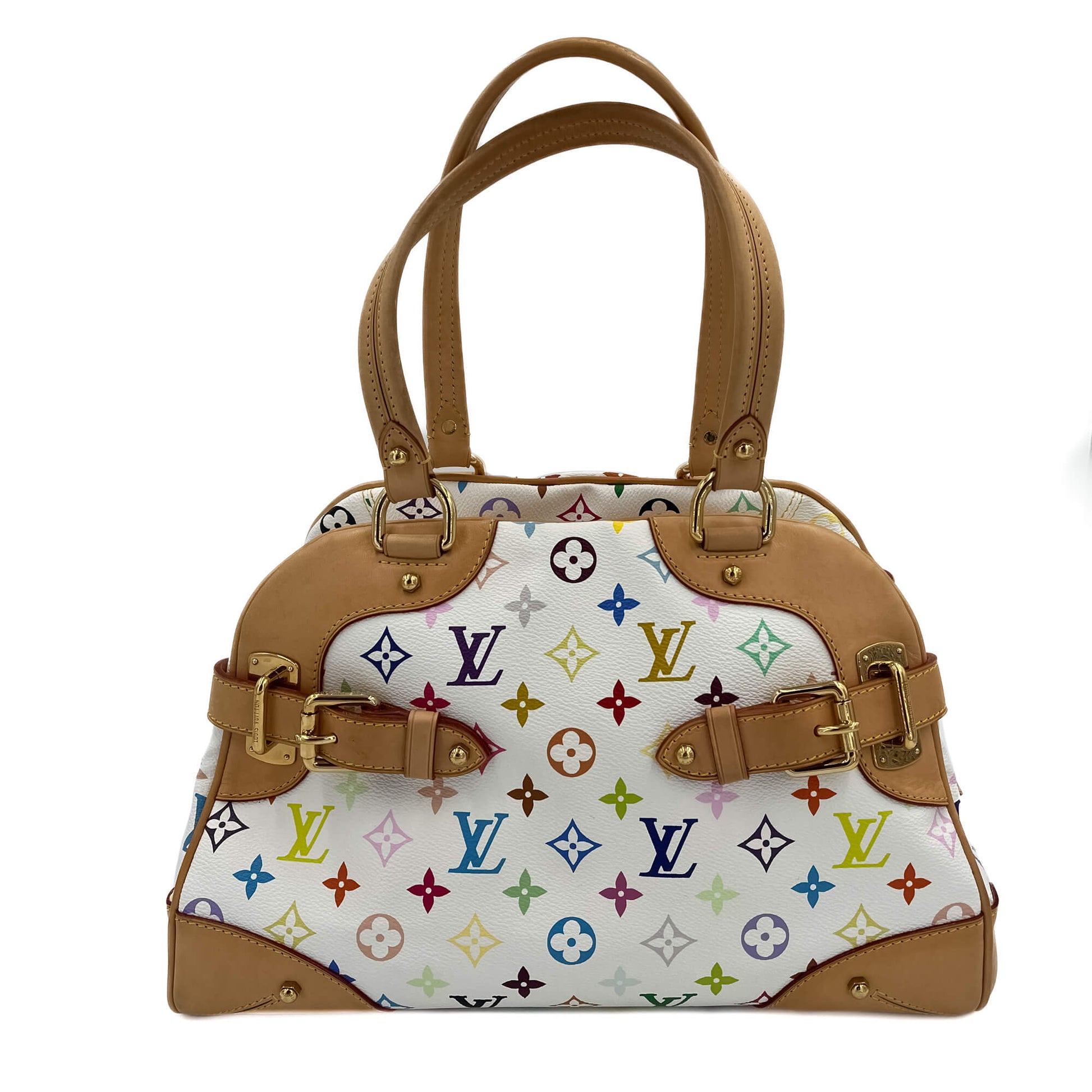 Second hand Louis Vuitton Claudia Murakami Multicolor Canvas Trunk Bag White - Tabita Bags