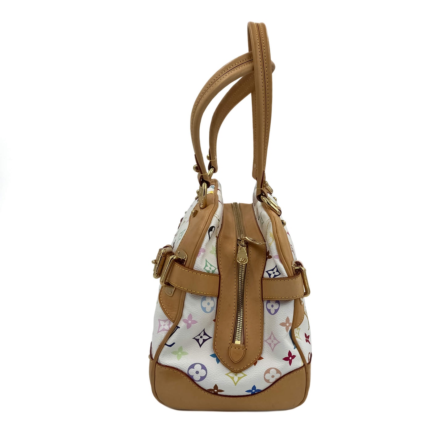 Second hand Louis Vuitton Claudia Murakami Multicolor Canvas Trunk Bag White - Tabita Bags