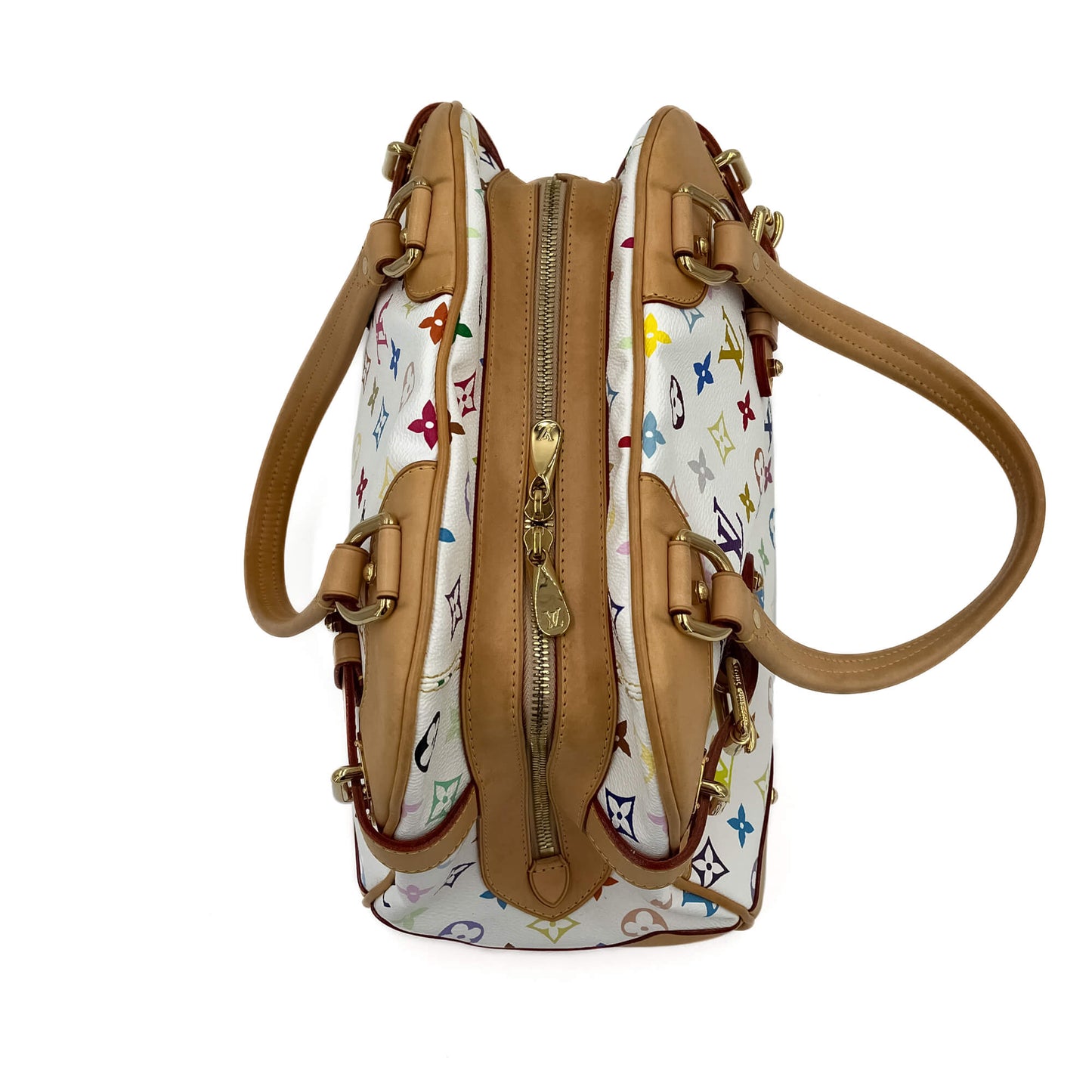 Second hand Louis Vuitton Claudia Murakami Multicolor Canvas Trunk Bag White - Tabita Bags