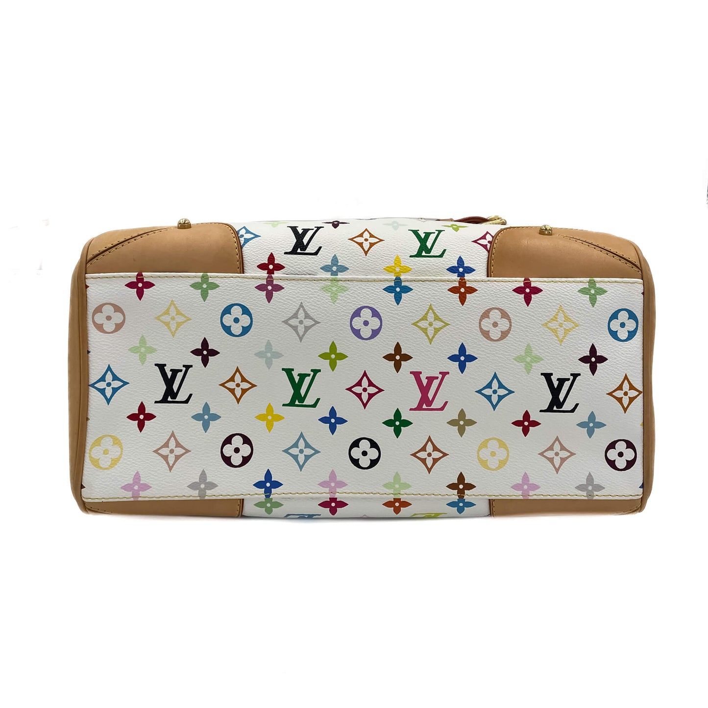 Second hand Louis Vuitton Claudia Murakami Multicolor Canvas Trunk Bag White - Tabita Bags