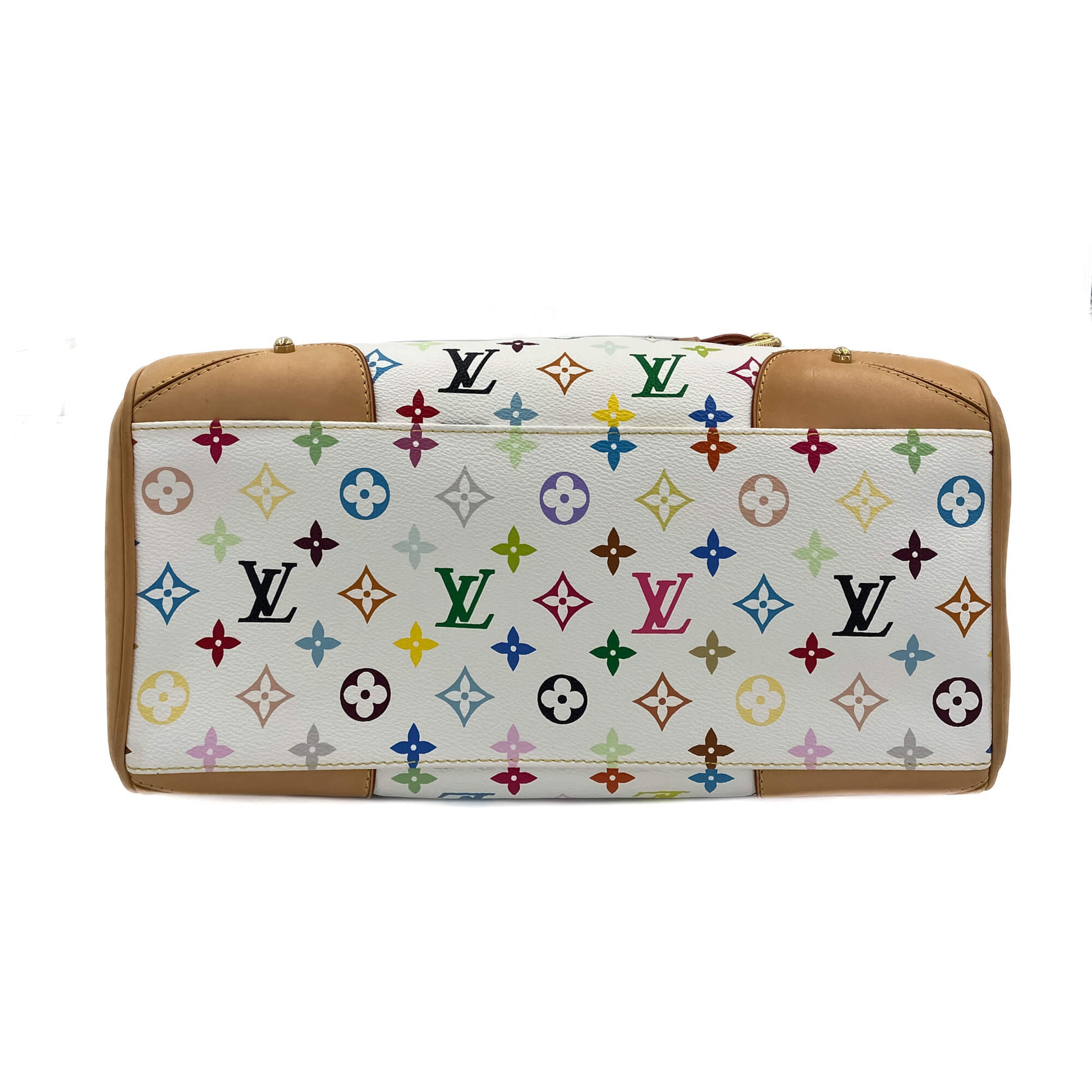 Second hand Louis Vuitton Claudia Murakami Multicolor Canvas Trunk Bag White - Tabita Bags