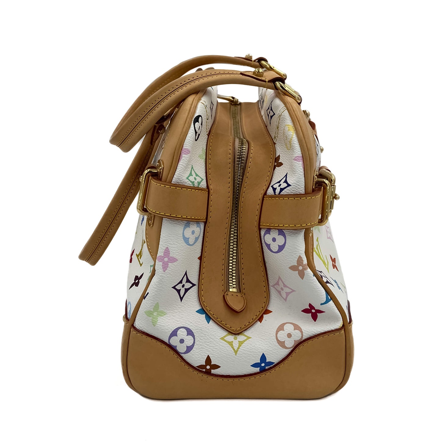 Second hand Louis Vuitton Claudia Murakami Multicolor Canvas Trunk Bag White - Tabita Bags