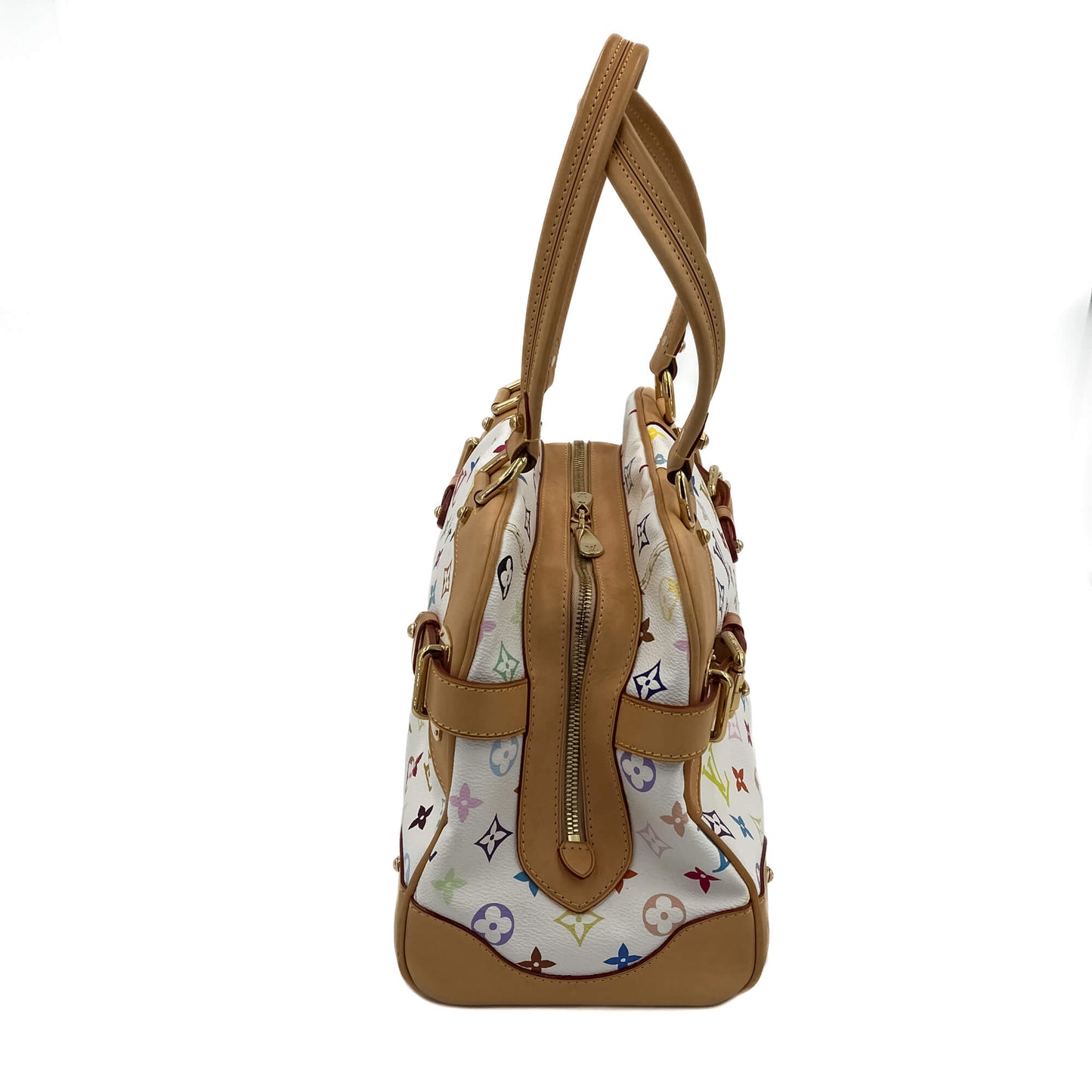 Second hand Louis Vuitton Claudia Murakami Multicolor Canvas Trunk Bag White - Tabita Bags