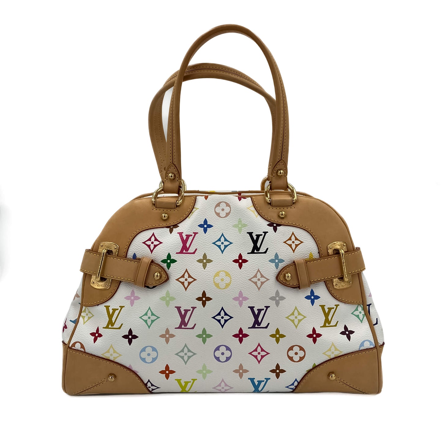 Second hand Louis Vuitton Claudia Murakami Multicolor Canvas Trunk Bag White - Tabita Bags