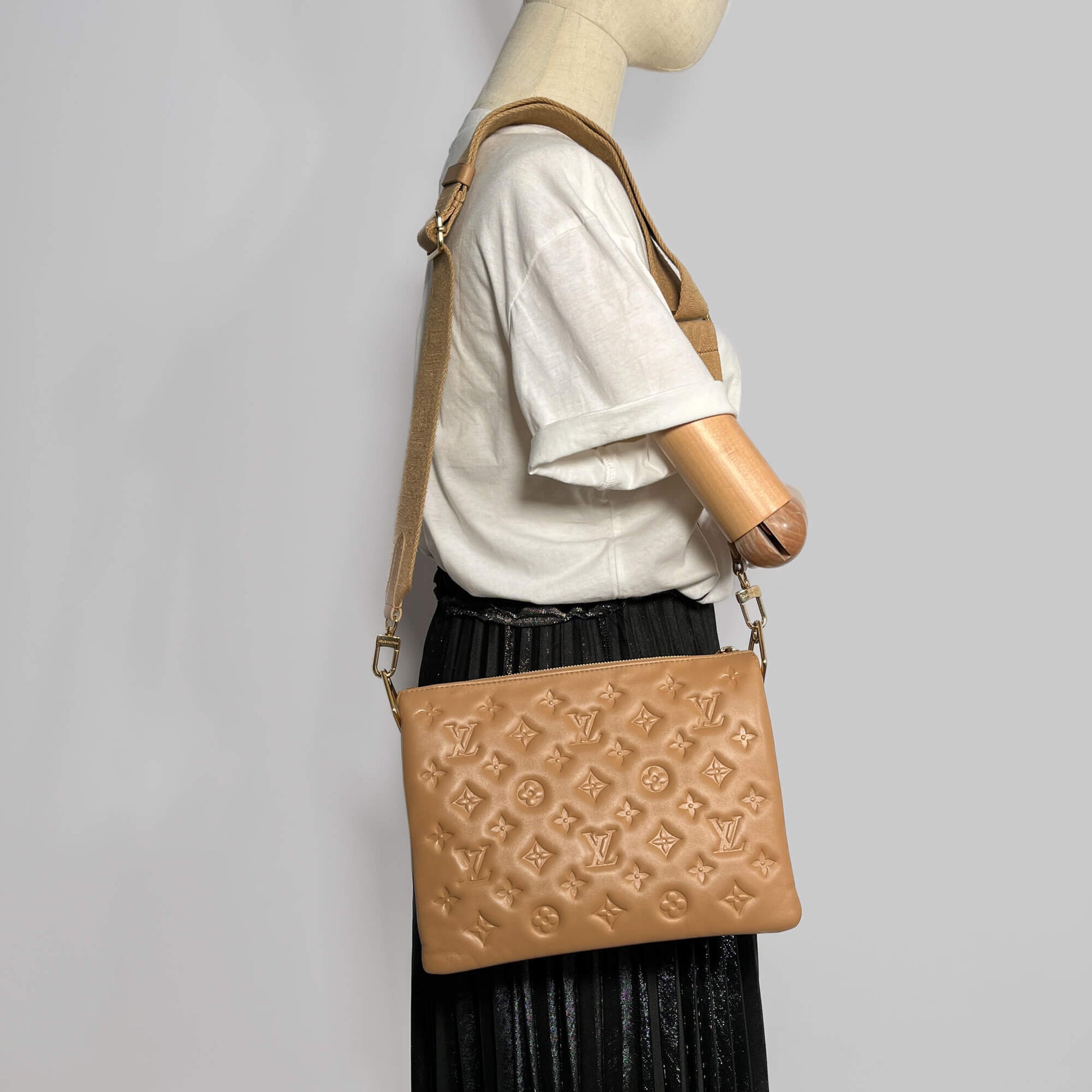 Second hand Louis Vuitton Coussin PM Empreinte Leather 3 - Ways Messenger Bag Camel - Tabita Bags