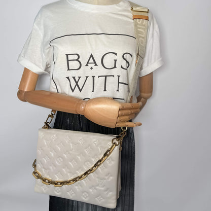 Second hand Louis Vuitton Coussin PM Empreinte Leather 3 - Ways Messenger Bag White - Tabita Bags