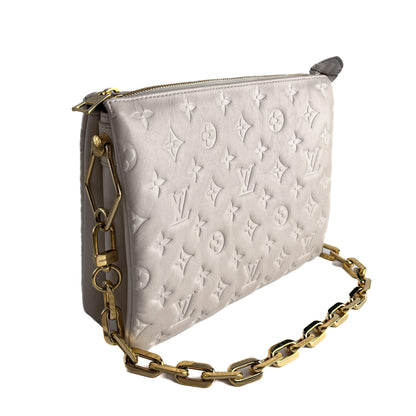 Second hand Louis Vuitton Coussin PM Leather Empreinte Messenger Crossbody Off - White - Tabita Bags