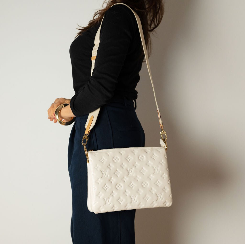 Second hand Louis Vuitton Coussin PM Leather Empreinte Messenger Crossbody Off - White - Tabita Bags