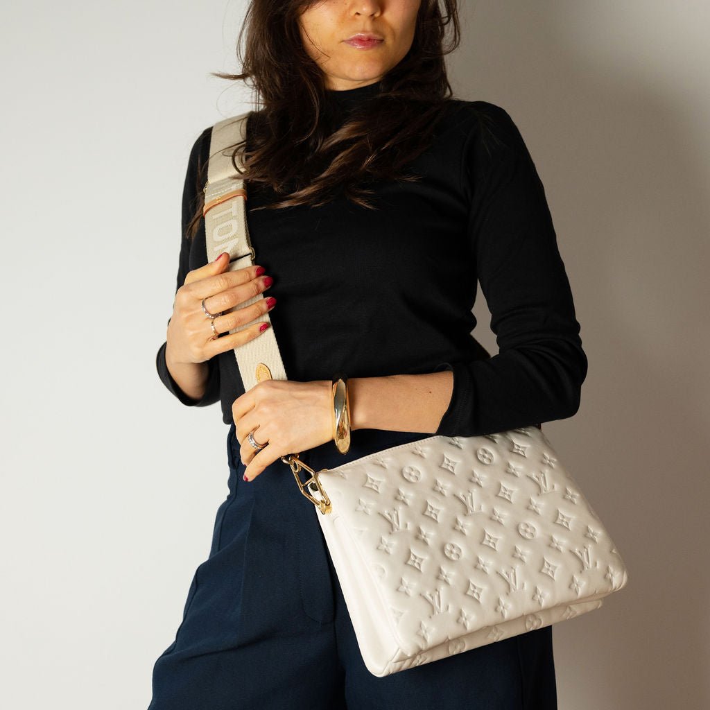 Second hand Louis Vuitton Coussin PM Leather Empreinte Messenger Crossbody Off - White - Tabita Bags