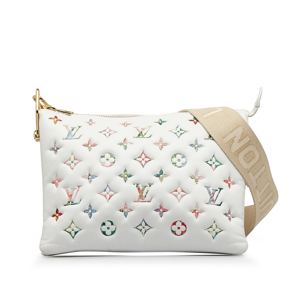 Second hand Louis Vuitton Coussin PM Monogram Garden Leather Crossbody White - Tabita Bags