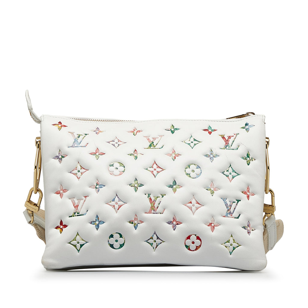 Second hand Louis Vuitton Coussin PM Monogram Garden Leather Crossbody White - Tabita Bags