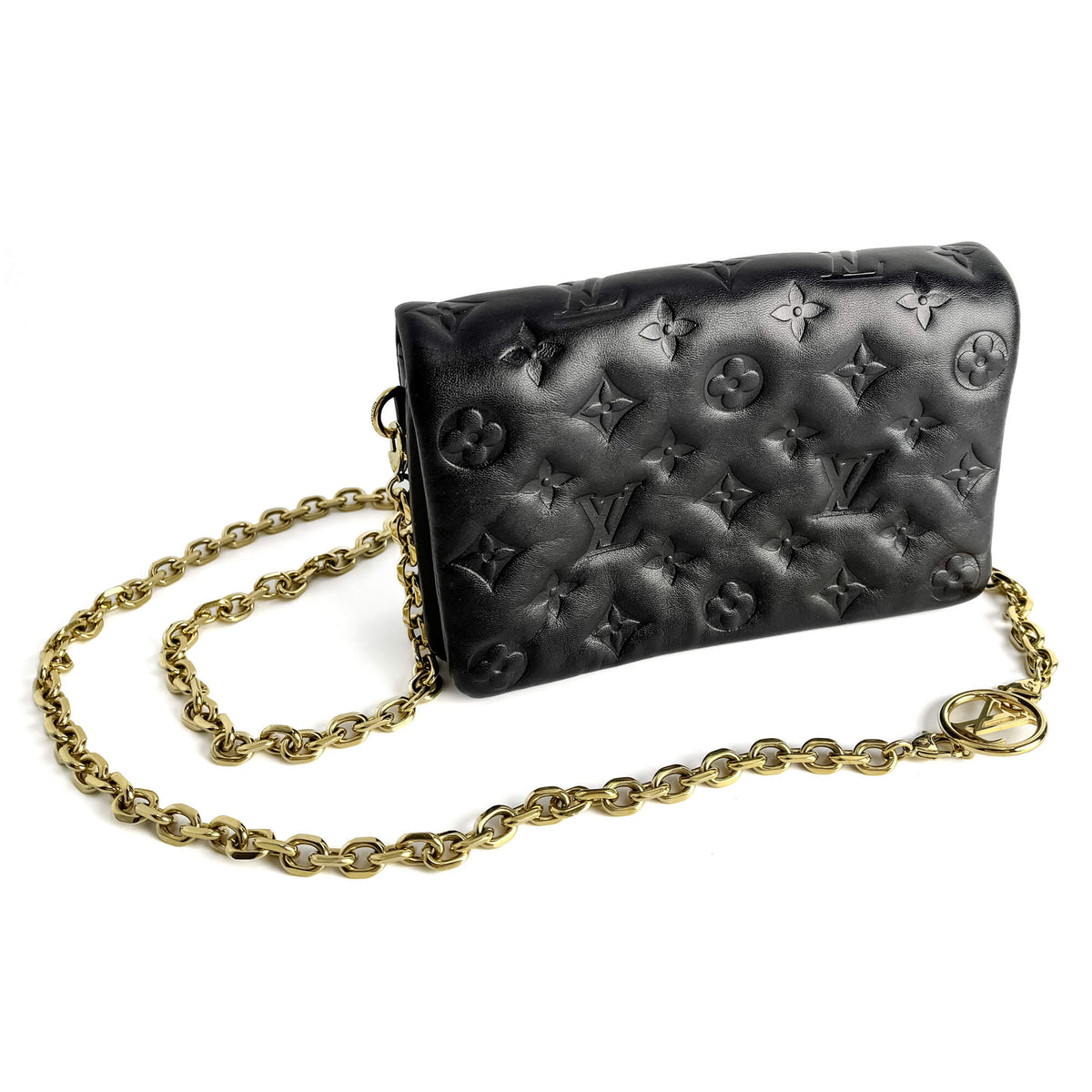 Second hand Louis Vuitton Coussin Pochette Embossed Monogram Leather 3 - Ways Messenger Crossbody Black - Tabita Bags