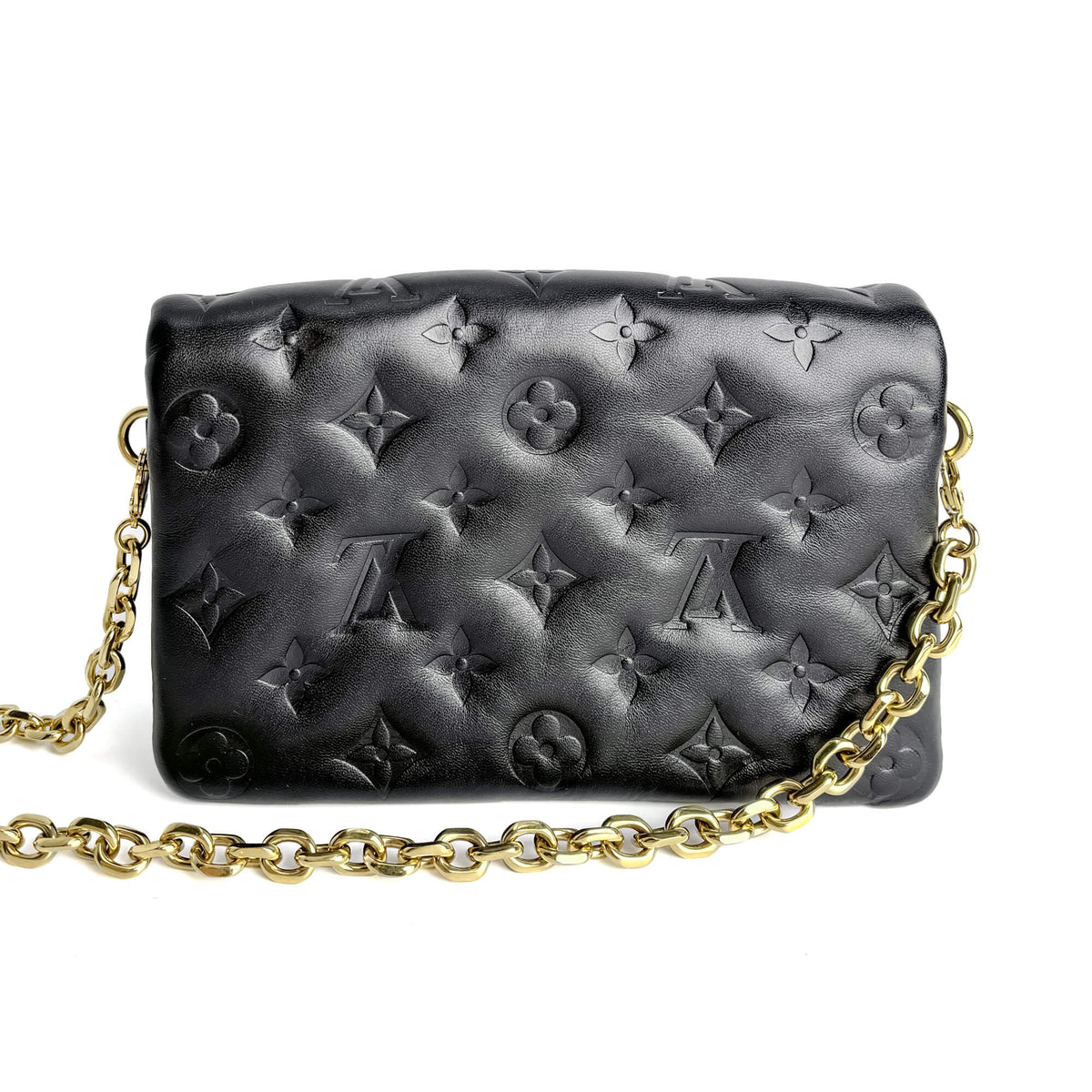 Second hand Louis Vuitton Coussin Pochette Embossed Monogram Leather 3 - Ways Messenger Crossbody Black - Tabita Bags