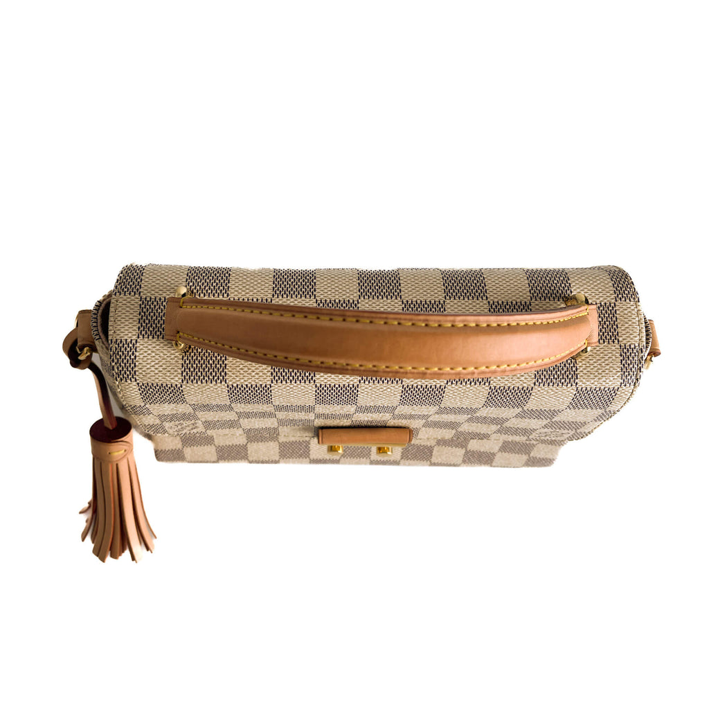 Second hand Louis Vuitton Croisette Canvas 2 - Ways Top - handle Crossbody Damier Azur - Tabita Bags
